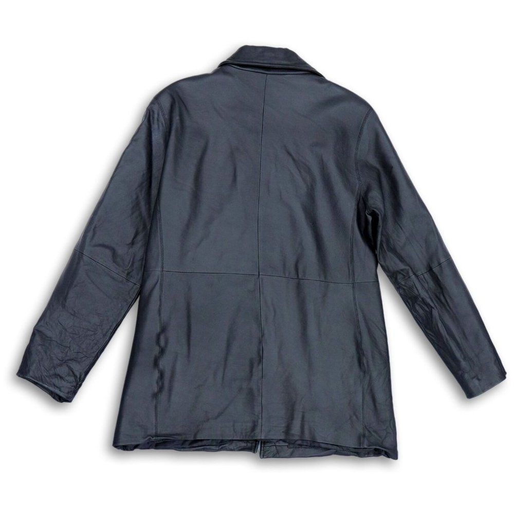 JLC NEW YORK BUTTERY SOFT LINED BUTTON FRONT LEATHER JACKET BLACK MP-EUC - Picture 2 of 8